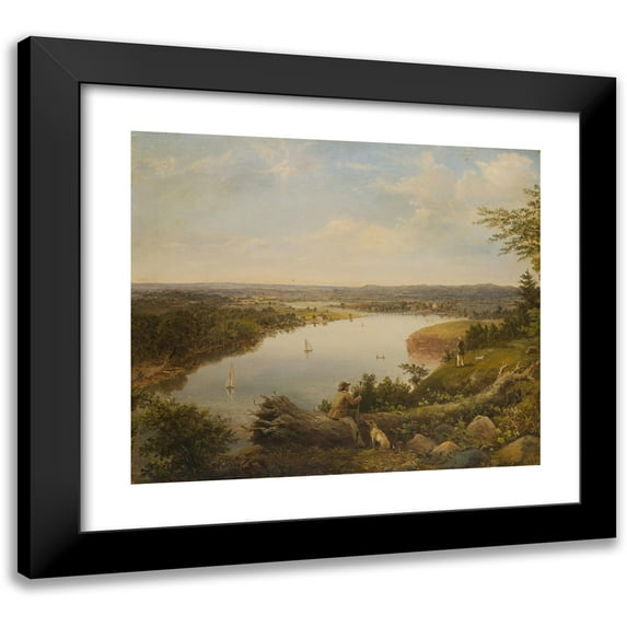 Anonymous 23x20 Black Modern Framed Museum Art Print Titled - The Hudson River Valley Near Hudson, New York (ca. 1850)
