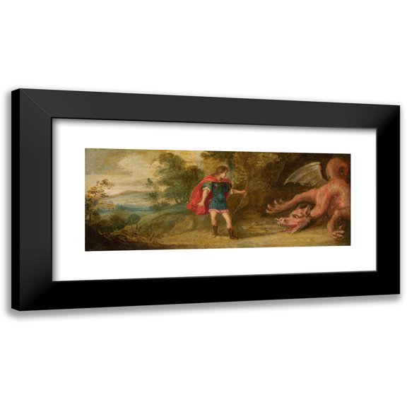 Anonymous 24x12 Black Modern Framed Museum Art Print Titled - Apollo Killing Python (Ovid, Metamorphoses, I, 438Ff.)