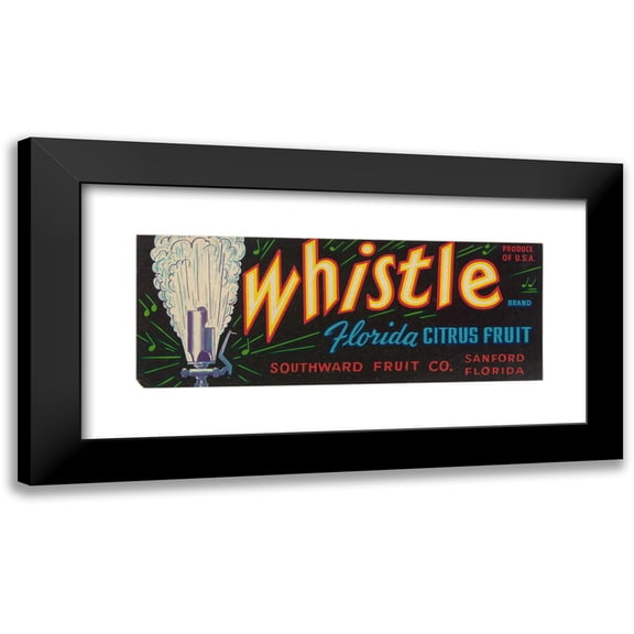 Anonymous 24x12 Black Modern Framed Museum Art Print Titled - Whistle Brand Florida Citrus Fruit Label (1930-1950)