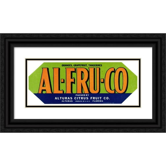 Anonymous 24x12 Black Ornate Framed Double Matted Museum Art Print Titled: Al-Fru-Co Citrus Label (1930-1950)