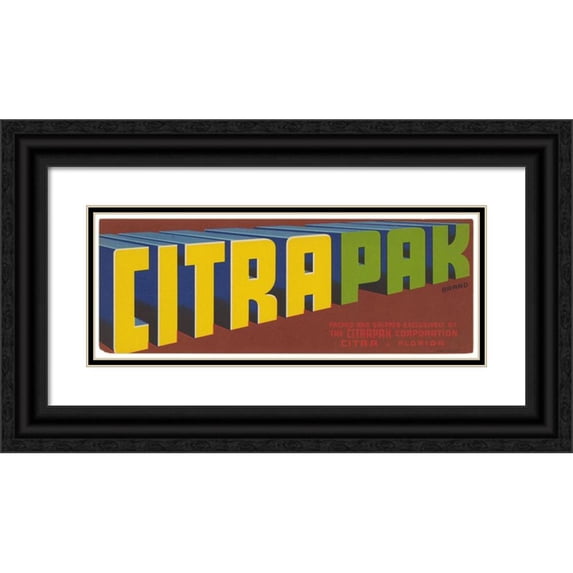 Anonymous 24x12 Black Ornate Framed Double Matted Museum Art Print Titled: Citrapack Brand Citrus Label (1930-1950)