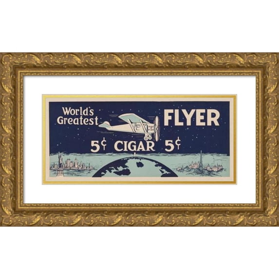 Anonymous 24x12 Gold Ornate Framed and Double Matted Museum Art Print Titled - World's Greatest Flyer (1930)