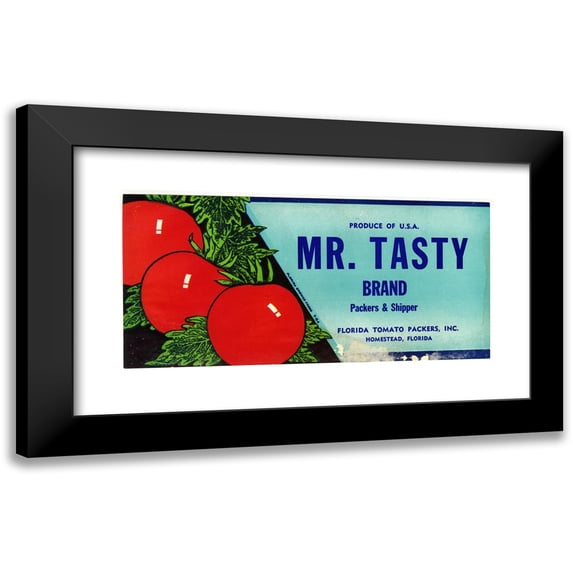 Anonymous 24x14 Black Modern Framed Museum Art Print Titled - Mr. Tasty Brand Tomato Label (1930-1950)