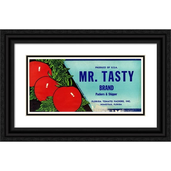 Anonymous 24x14 Black Ornate Framed Double Matted Museum Art Print Titled: Mr. Tasty Brand Tomato Label (1930-1950)