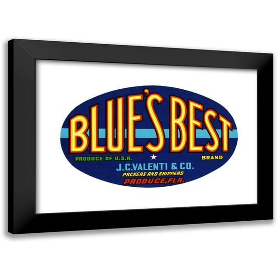 Anonymous 24x16 Black Modern Framed Museum Art Print Titled - Blue's Best Brand Produce Label (1930-1950)