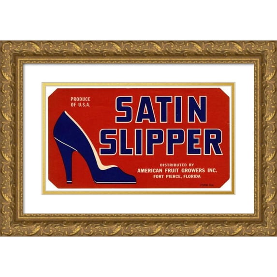 Anonymous 24x16 Gold Ornate Framed and Double Matted Museum Art Print Titled - Satin Slipper Fruit Label (1930-1950)