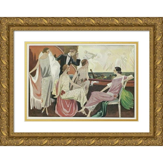 Anonymous 24x18 Gold Ornate Framed and Double Matted Museum Art Print Titled - At the Opera-Comique (1924)