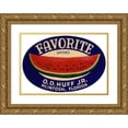 thumbnail image 1 of Anonymous 24x18 Gold Ornate Framed and Double Matted Museum Art Print Titled - Favorite Brand Watermelon Label (1930-1950), 1 of 4