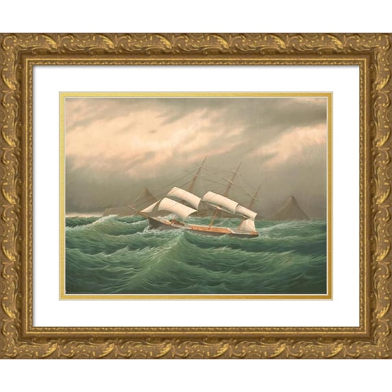 Anonymous 24x18 Gold Ornate Framed and Double Matted Museum Art Print Titled - Off Cape Horn (1877)