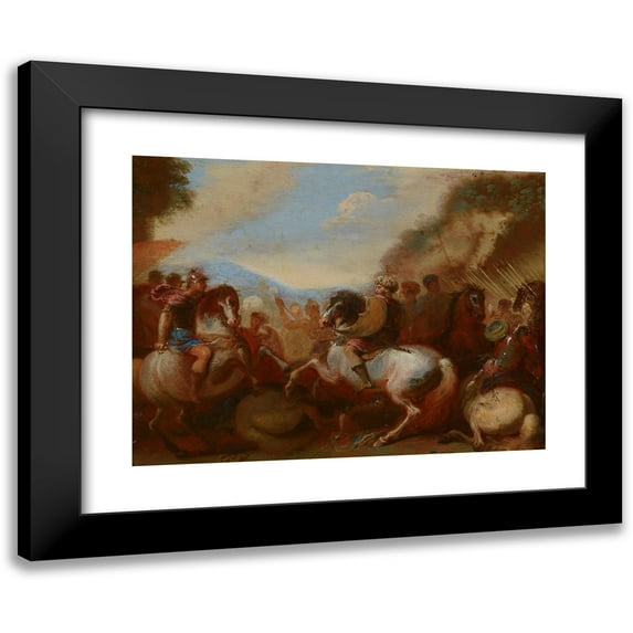 Anonymous 24x19 Black Modern Framed Museum Art Print Titled - Battle Scene (1600 - 1700)