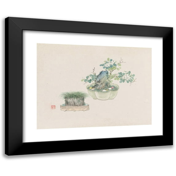 Anonymous 24x19 Black Modern Framed Museum Art Print Titled - Bonsai Kabenzu, Pl.19 (1868-1912)