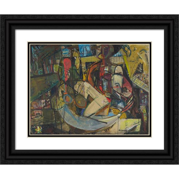 Anonymous 24x19 Black Ornate Framed Double Matted Museum Art Print Titled: Conversation (1945)
