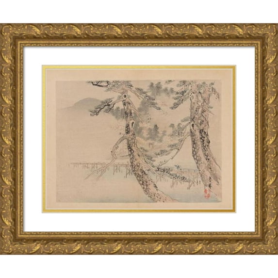 Anonymous 24x19 Gold Ornate Framed and Double Matted Museum Art Print Titled - Yofu Gajo, Pl.15 (1895-1898)