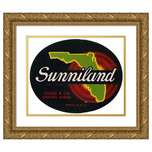 Anonymous 24x20 Gold Ornate Framed and Double Matted Museum Art Print Titled - Sunniland Produce Label (1930-1950)