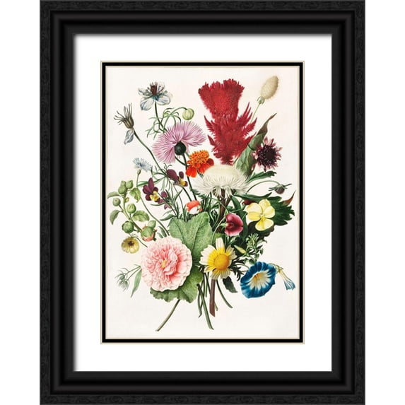 Anonymous 24x32 Black Ornate Wood Framed with Double Matting Museum Art Print Titled - Bouquet of Flowers
