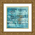 thumbnail image 1 of Anonymous 26x26 Gold Ornate Wood Framed with Double Matting Museum Art Print Titled - Turquoise Abstract, 1 of 4