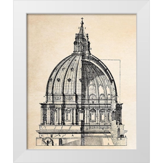 Anonymous 26x31 White Modern Wood Framed Museum Art Print Titled - Cupola of the San Pietro