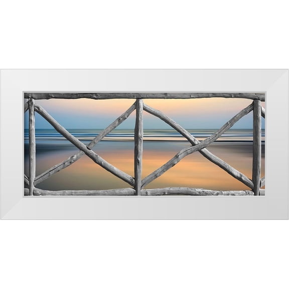 Anonymous 32x16 White Modern Wood Framed Museum Art Print Titled - Looking Through the Railing