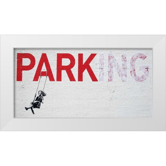 Anonymous 32x18 White Modern Wood Framed Museum Art Print Titled - Broadway Los Angeles-graffiti attributed to Banksy - detail