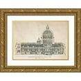 thumbnail image 1 of Anonymous 32x23 Gold Ornate Wood Framed with Double Matting Museum Art Print Titled - Longitudinal Section of the Saint Peter, 1 of 4