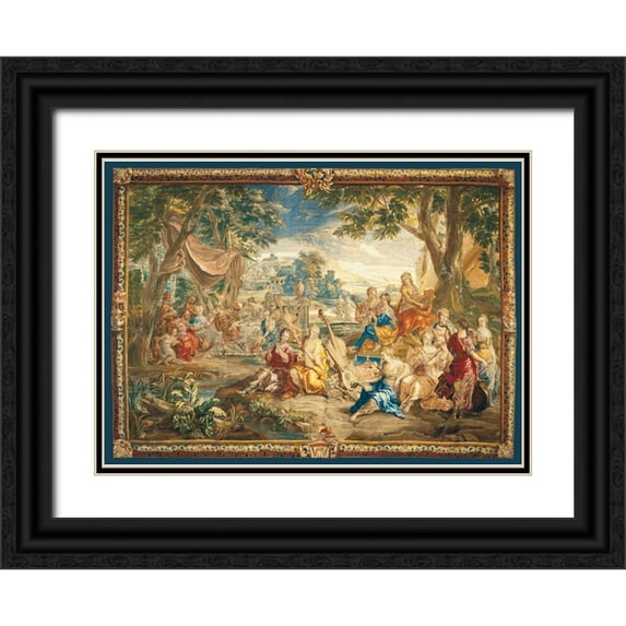 Anonymous 32x24 Black Ornate Wood Framed with Double Matting Museum Art Print Titled - Brussels Tapestry