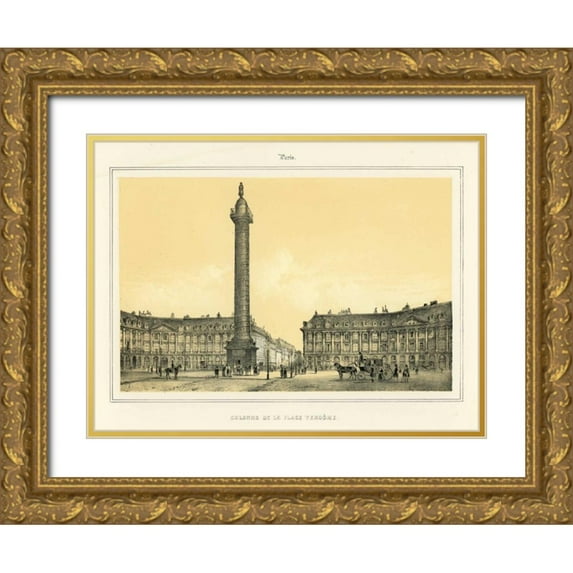 Anonymous 32x25 Gold Ornate Wood Framed with Double Matting Museum Art Print Titled - Place Vendome