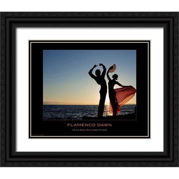 Anonymous 32x26 Black Ornate Wood Framed with Double Matting Museum Art Print Titled - Flamenco Dawn