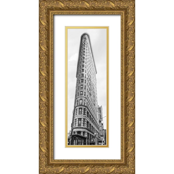 Anonymous 7x14 Gold Ornate Wood Framed with Double Matting Museum Art Print Titled - Flatiron Building, NYC