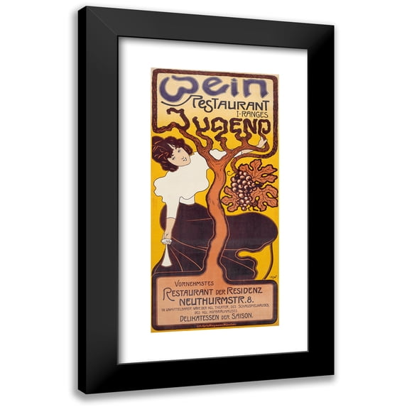 Anonymous 8x14 Black Modern Framed Museum Art Print Titled - Wine Restaurant Youth (1891)