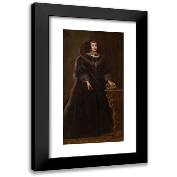 Anonymous 9x14 Black Modern Framed Museum Art Print Titled - Ported of Cristine of France (18th Century)