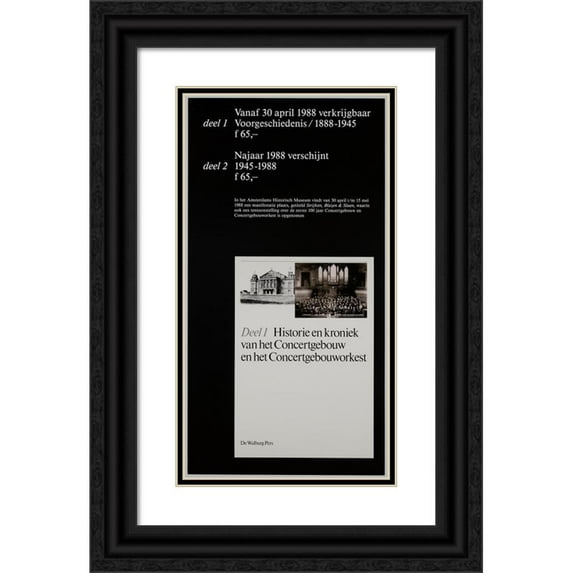 Anonymous 9x14 Black Ornate Wood Framed Double Matted Museum Art Print Titled: Poster for 2 Books, a Manifestation and an Exhibition Around 100 Years of Concertgebouw (1988)