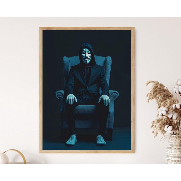 Anonymous Hacker Mask Art Print Cyberpunk Wall Decor Poster , Poster Print Only