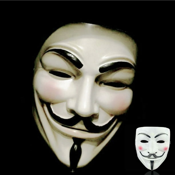 Anonymous Hacker Mask V for Vendetta White Halloween Face Mask for