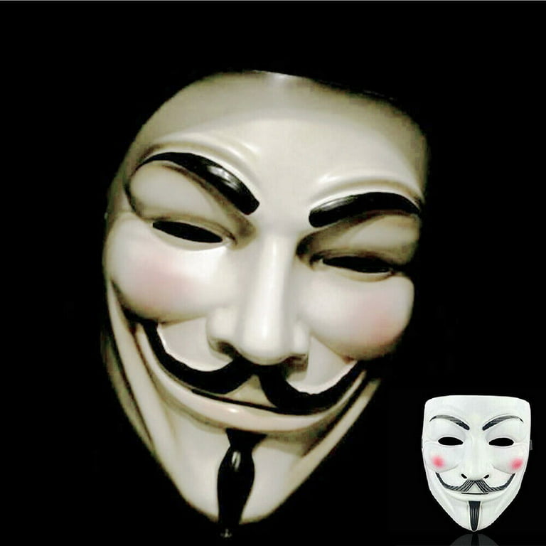Anonymous Hacker Mask - V for Vendetta White Halloween Face Mask for  Costume Cosplay Parties - One Size Fit All Hacker Theme Mask