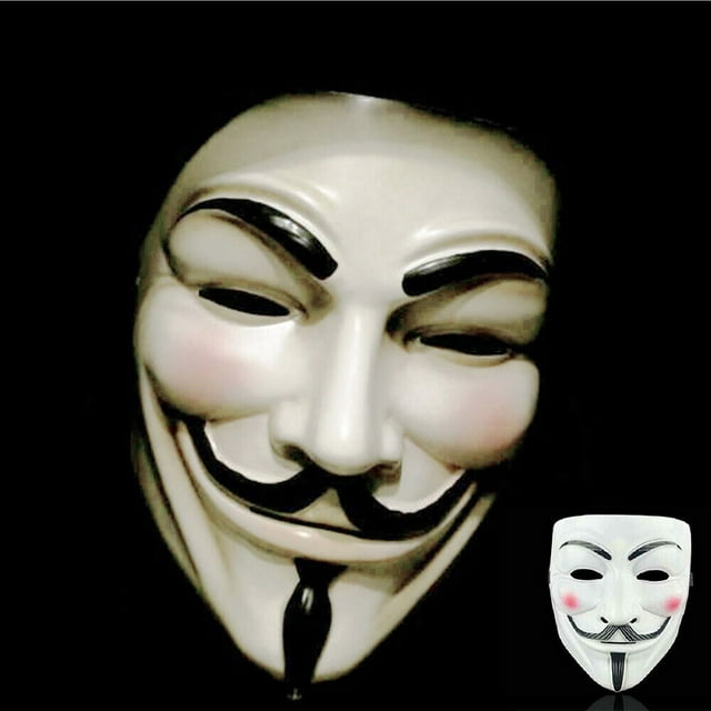 Anonymous Hacker Mask - V for Vendetta White Halloween Face Mask for ...