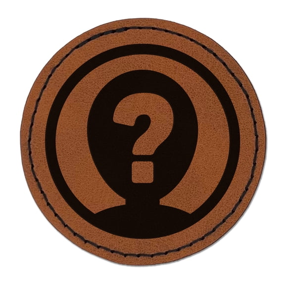 Anonymous Hidden Secret Person Icon 2.5" Faux Leather Round Engraved Iron-On Patch - Brown