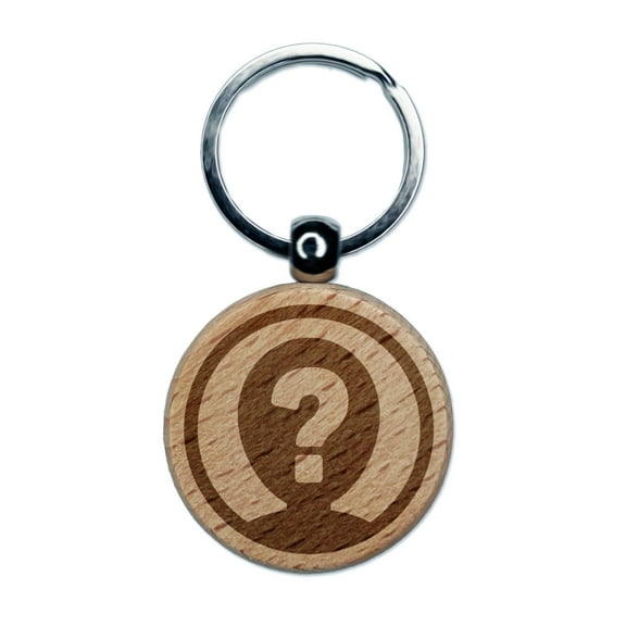 Anonymous Hidden Secret Person Icon Round Keychain Charm Tag - Engraved Wood