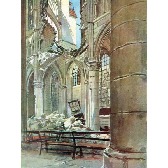 Anonymous Interior Cathedral Soissons Painting Extra Large Art Print Wall Mural Poster Premium XL