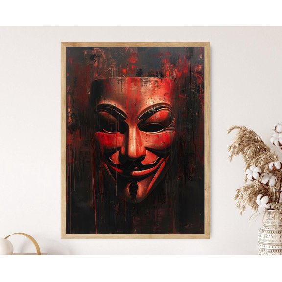 Anonymous Mask Poster Bold Art, Rights Decor , Poster Print Only