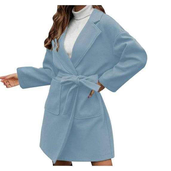 Anorak Jacket Women Casual Long Sleeve Solid Color Short Style Belt Lapel Baggy Coat Coats