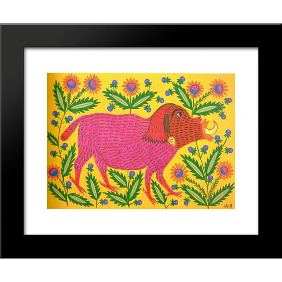 Another Beast Has Run Into Flowers 20x24 Framed Art Print by Primachenko, Maria