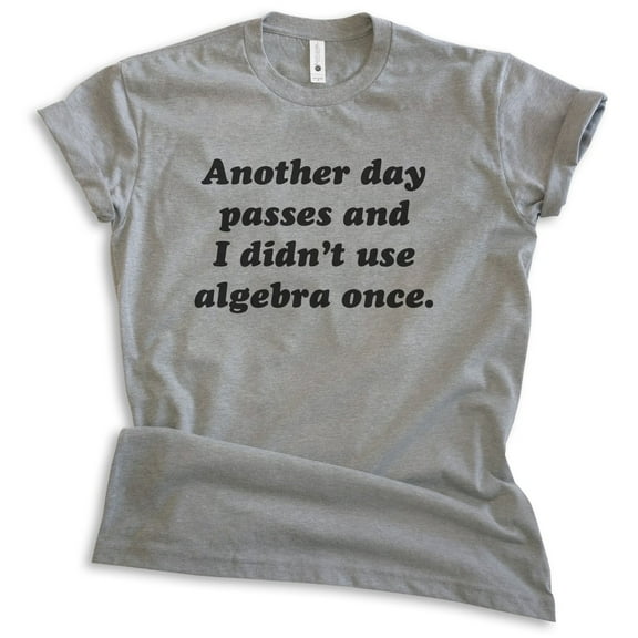 Another Day Passes And I Didn't Use Algebra Once Shirt, Unisex Women's Men's Shirt, Math Algebra T-shirt, Dark Heather Gray, X-Small