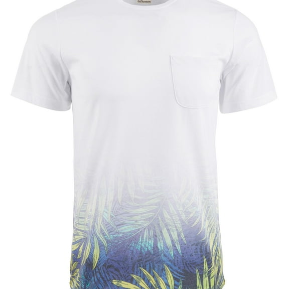 Another Influence Mens Dip Dyed Leaf Basic T-Shirt, White, Large