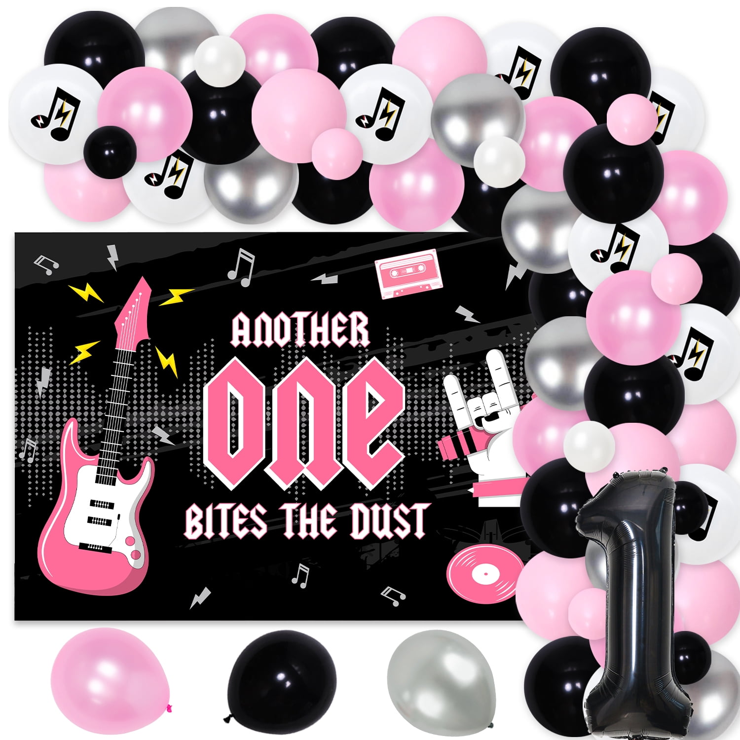 Another One Bites The Dust banner 16 inches |Rock n Roll 1st birthday Party  Notorious One Birthday Queen Theme First Birthday 90s Birthday