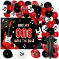 thumbnail image 1 of Another One Bites the Dust 1st Birthday Decorations,Red and Black Balloon Arch Kit, Backdrop Banner and 1st Follow Balloon for Rock Music Theme Birthday Party Supplies., 1 of 7