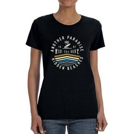 Another Paradse Hidden Beach Shaped T-Shirt Women -Image by Shutterstock, Female Large