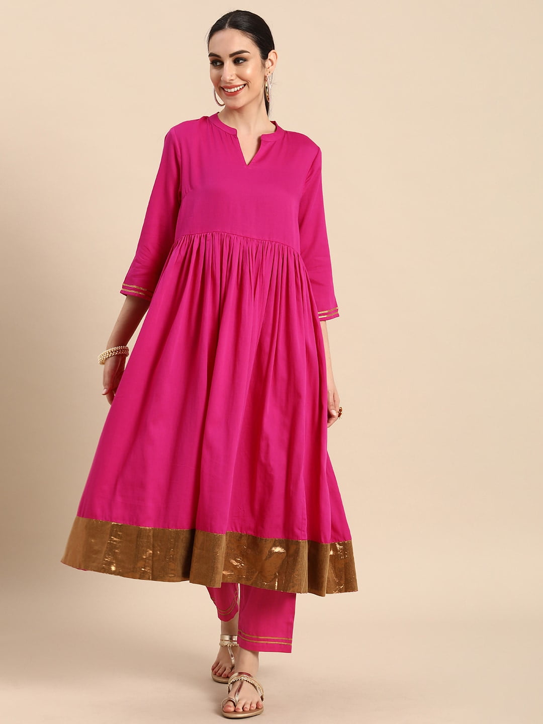 Buy Indo Era Women Purple Yoke Design Kurta With Palazzos & With Dupatta -  Kurta Sets for Women 16712782 | Myntra
