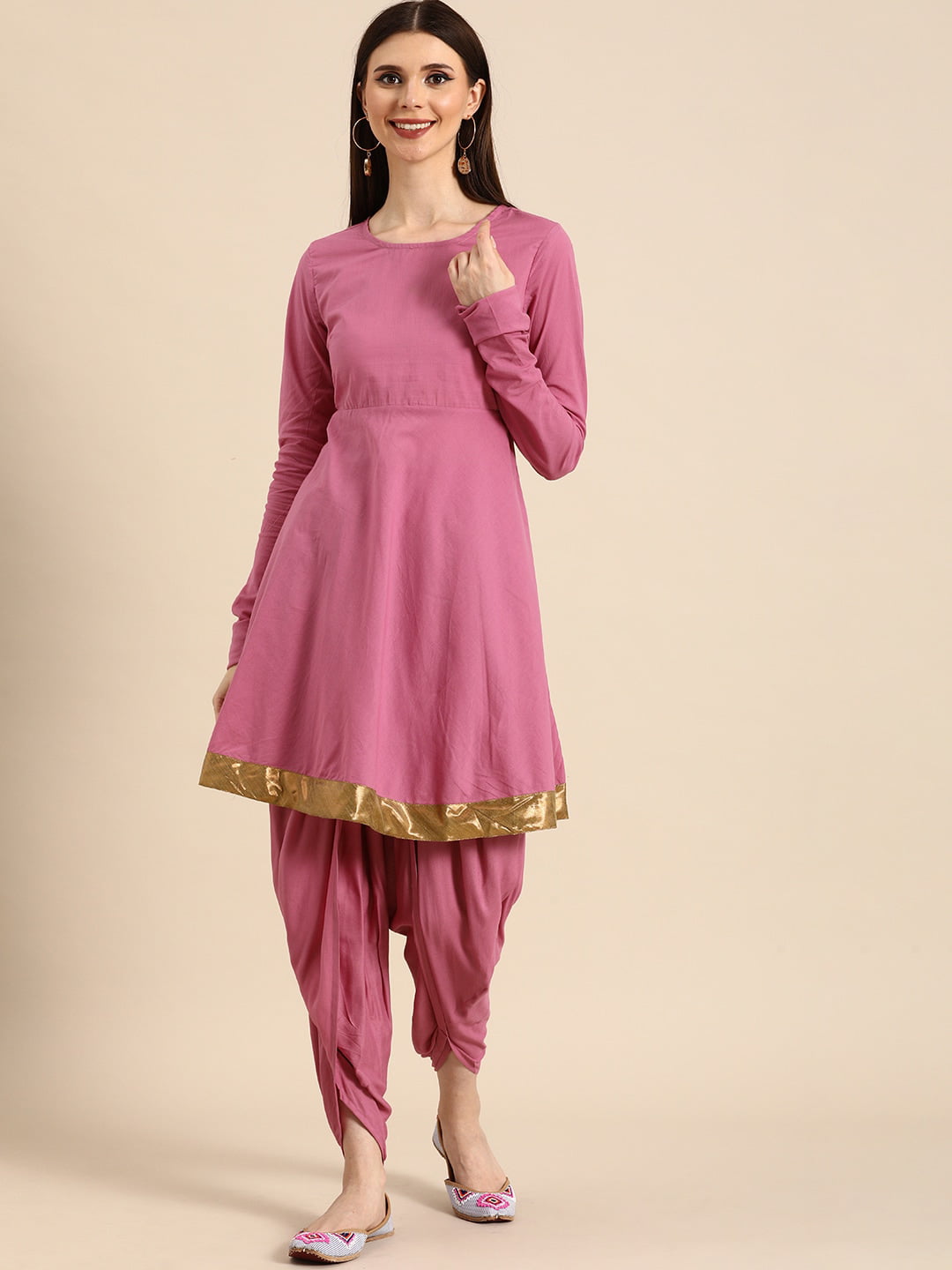 Buy Ochre Yellow & Pink Embroidered Kurti With Dhoti Pants Online - RI.Ritu  Kumar India Store View