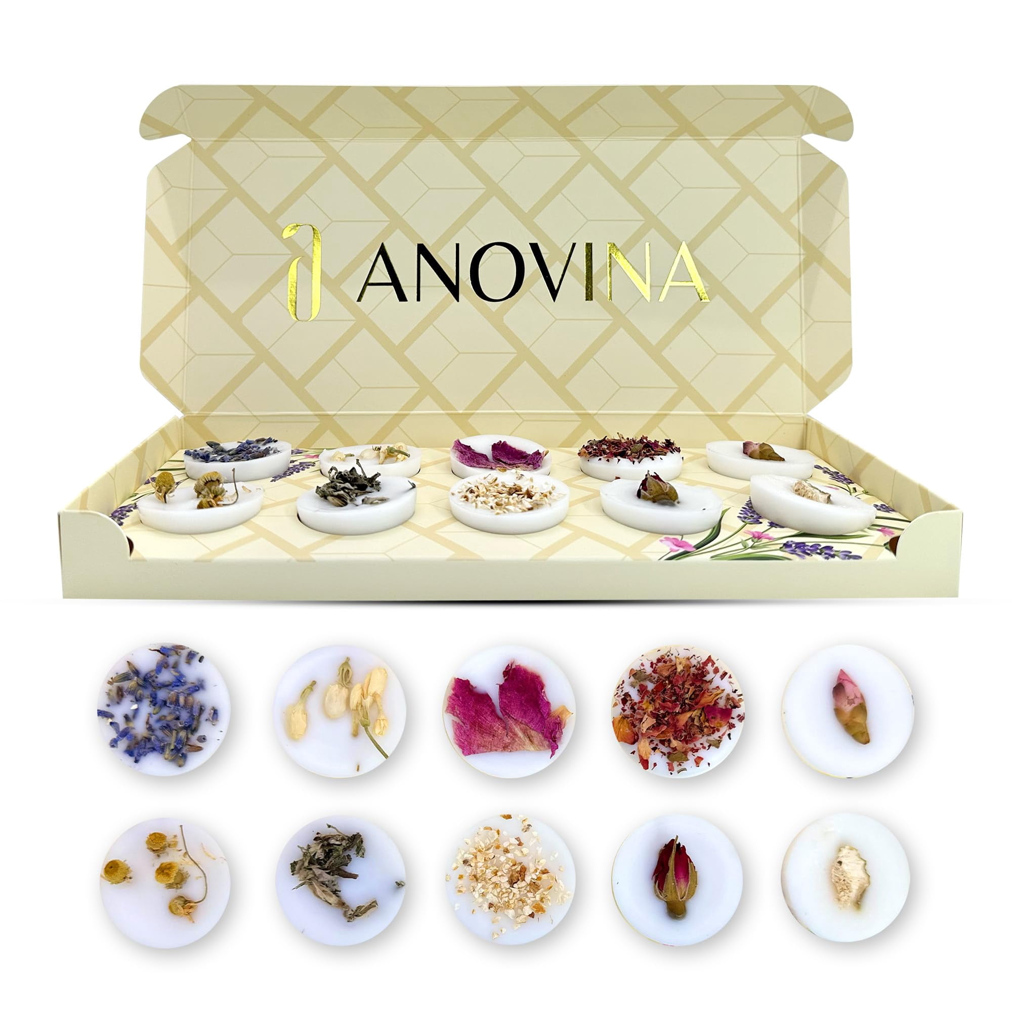 Anovina Wax Melts Gift Set –Strong Scented Soy Wax Melt Natural Plant Based Candle Melts Highly Scented Valentines Day Gifts for Women, Wife, mom and Girlfriend
