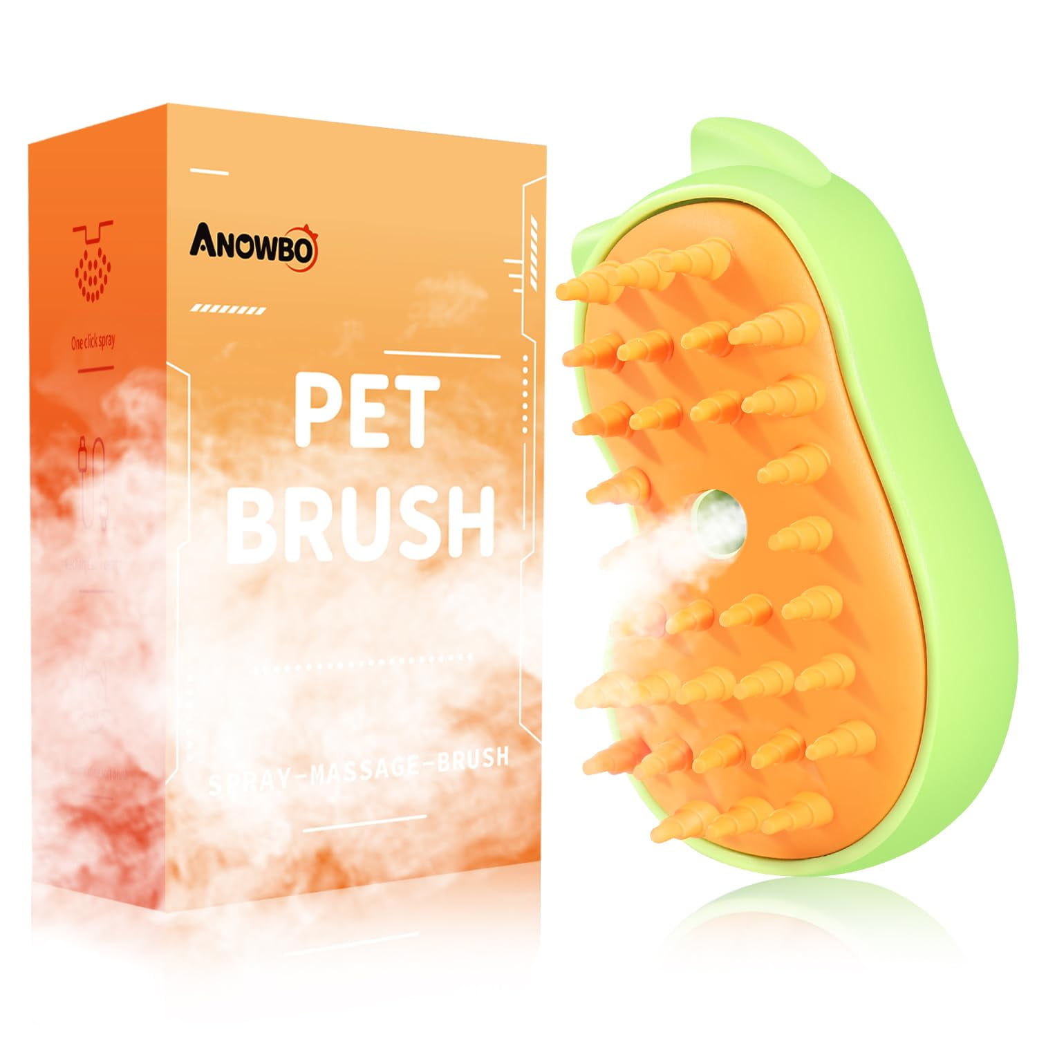 Anowbo Rechargeable 3in1 SelfCleaning Steam Grooming Brush for Cat and